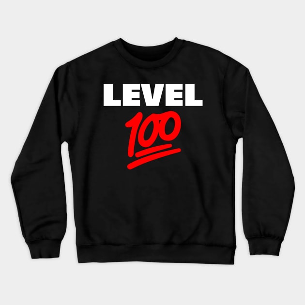 Keep It Level 100 Emoji (white and red) Crewneck Sweatshirt by A Mango Tees